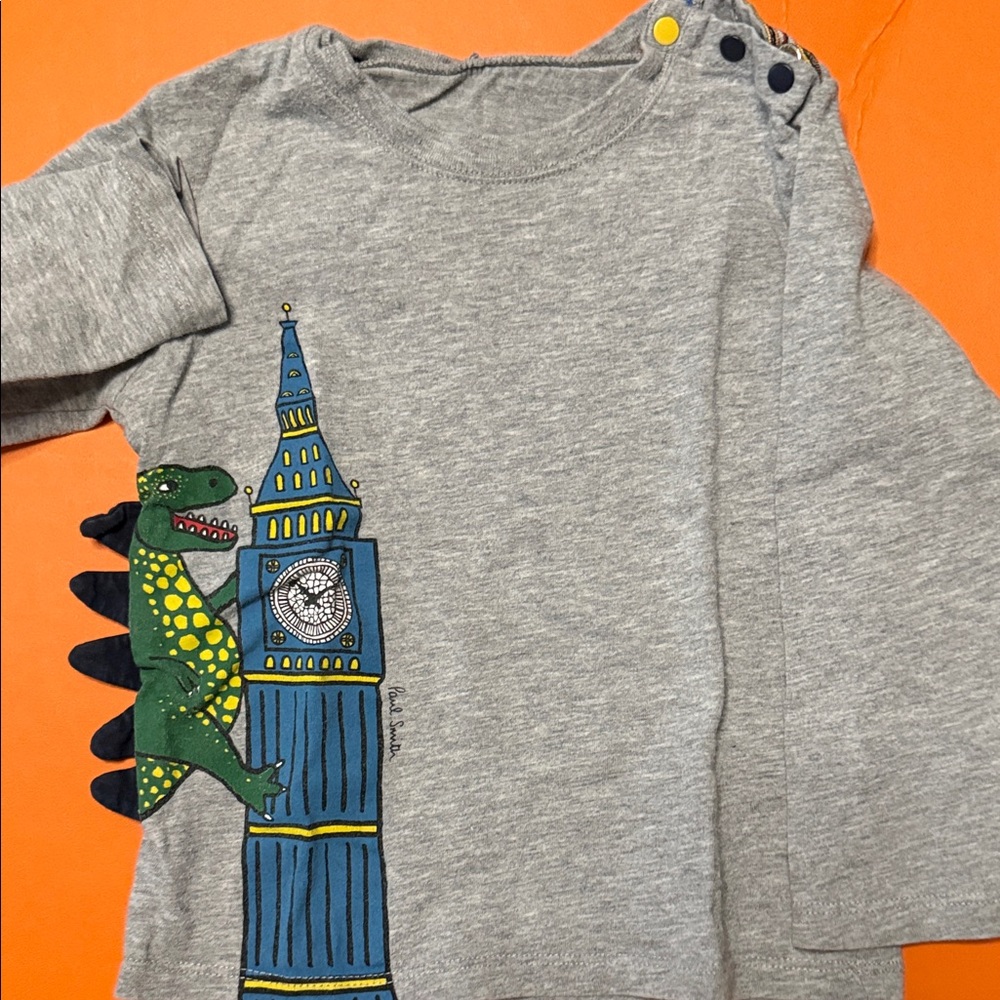 Gray Dinosaur Graphic Kids Shirt